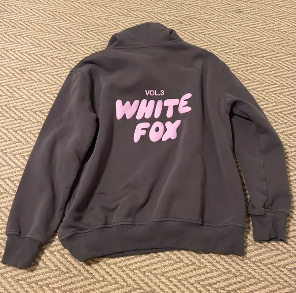 Grey white fox Hoodie - Image 2