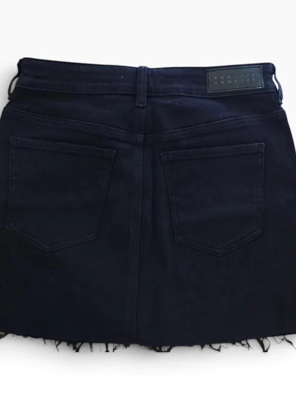 PacSun Black Frayed Denim Stretch Mini Skirt - Image 4