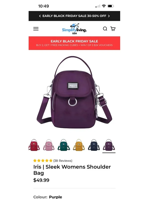 Sleek Women's Shoulder Bag Purple - Image 6