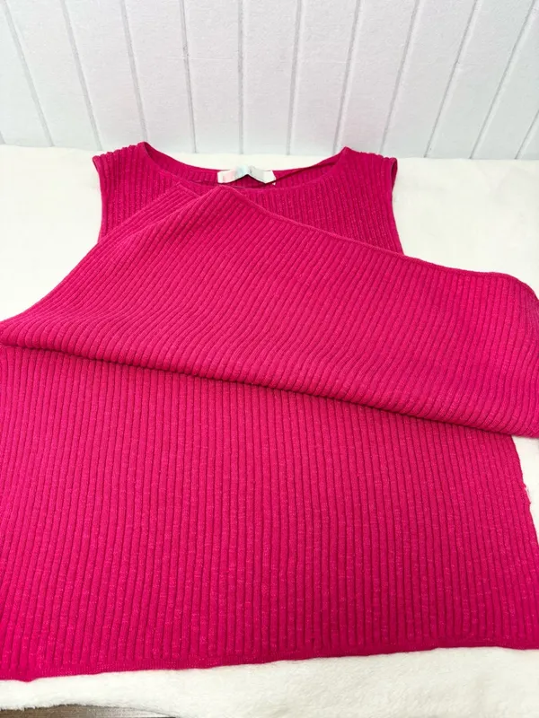FREE PEOPLE‎ Lizzie Rib Side Tie Sleeveless Cotton & Linen Blend Sweater Size L - Image 11