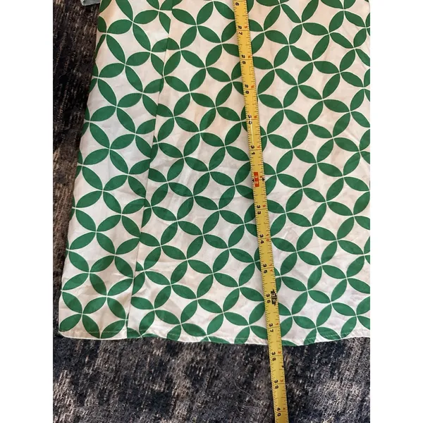 Boden Shirt Dress Long Sleeve Button Up Cotton Green/White Geometric Size 6R - Image 10