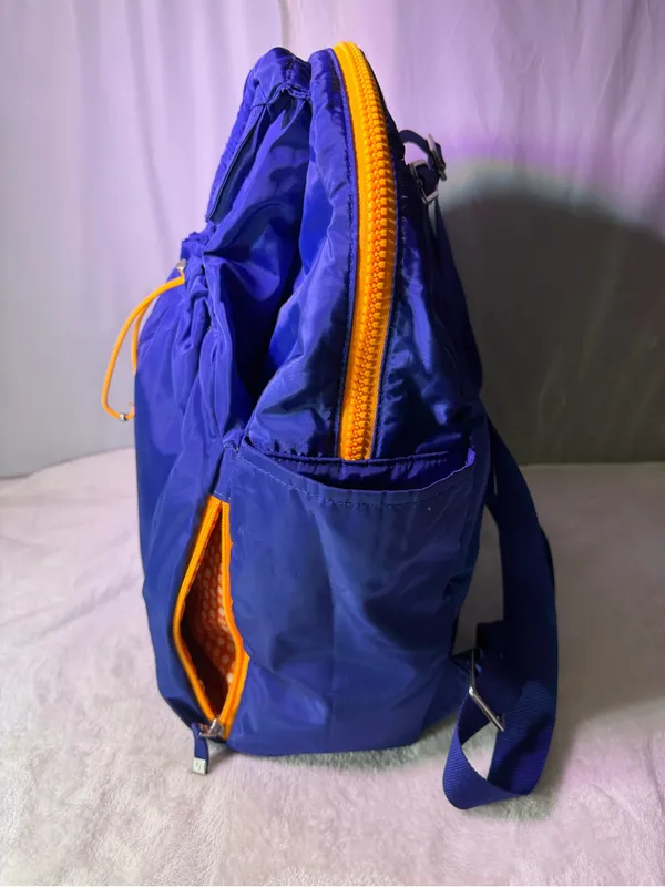 Baggallini Royal Blue Nylon Drawstring Backpack with Yellow Accent - Image 6