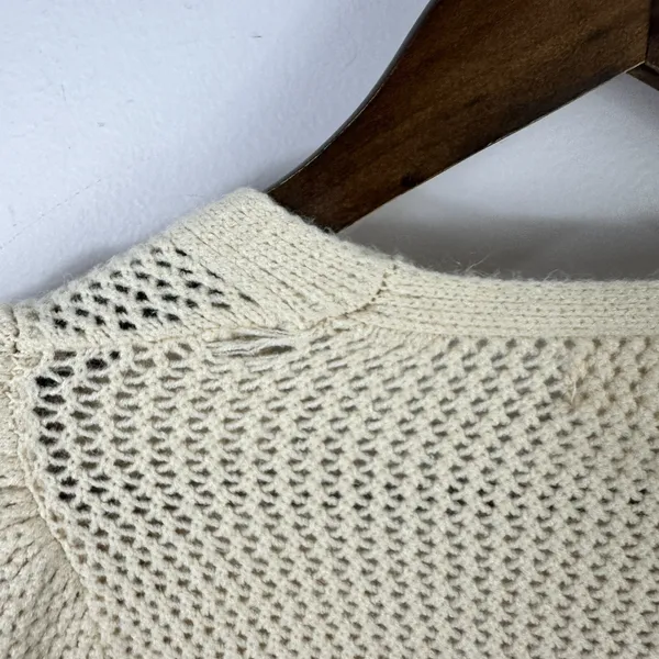 Allison New York Cardigan Womens‎ Small Cream Lace Pointelle Knit Cropped Boho - Image 3