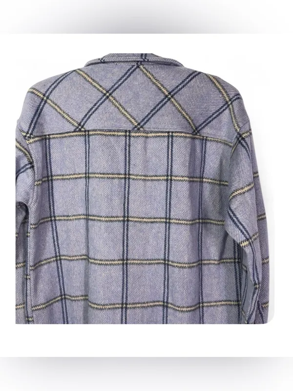 NWT Lulus Women’s Keep It Cool Blue Plaid Long Sleeve Shacket Jacket Size Small - Image 12