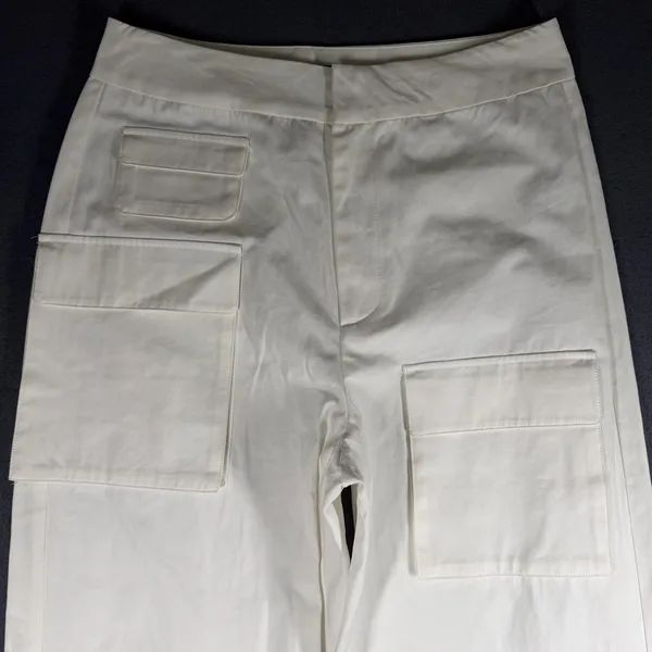 Grey Lab Cargo Pants Womens L White Wide Leg Cotton Twill Utility Pockets Casual - Image 3