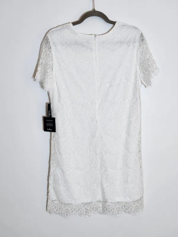 Lulus White Lace Mini Shift Dress NWT Size Large - Image 5