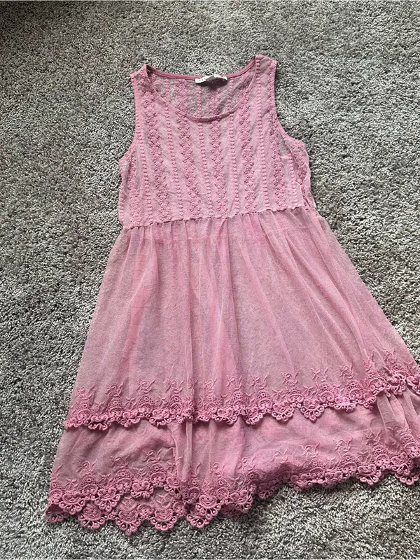 Haute Monde Pink Lace-Trim Sleeveless Mini Dress - Image 2