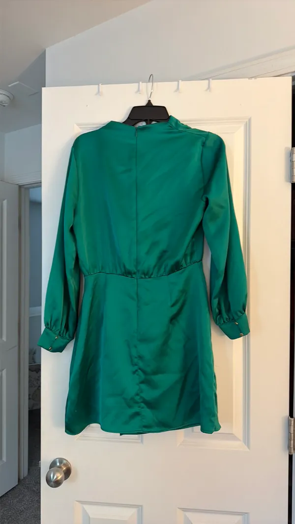 ZARA Green Long Sleeve Mini Dress - Image 2