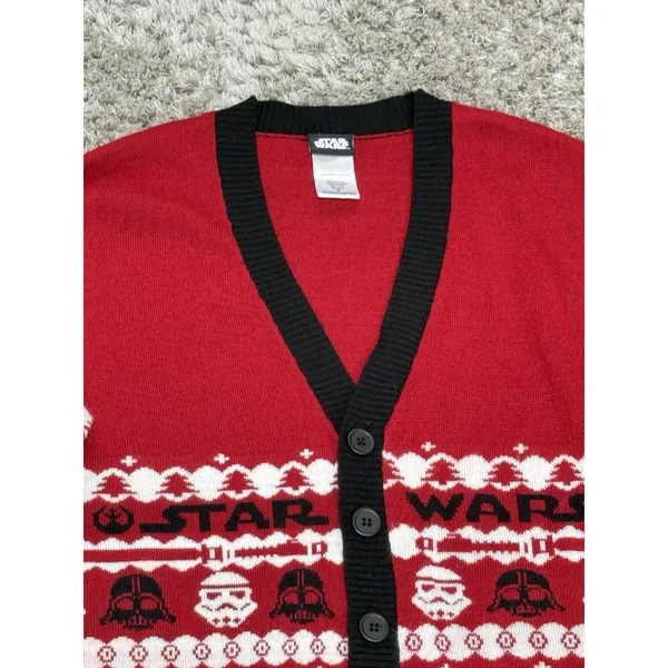 Star Wars Cardigan Women Red Black Darth Vader Storm Trooper Sweater Size M - Image 4