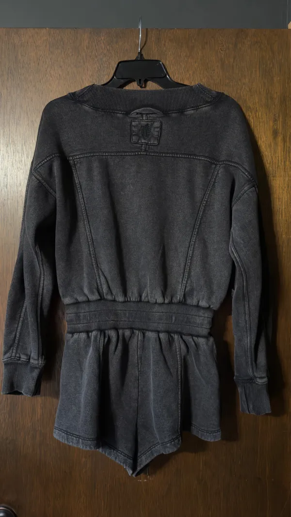 Free People V-neck Long Sleeve Romper with Drawstring Waist - Image 3