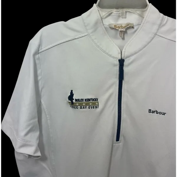 BARBOUR Rolex Equestrian Kentucky Shirt Medium Three Day Event 10 White Women's - Image 2