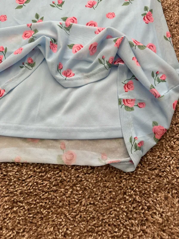 Boutique Baby blue maxi skirt floral print - Image 4
