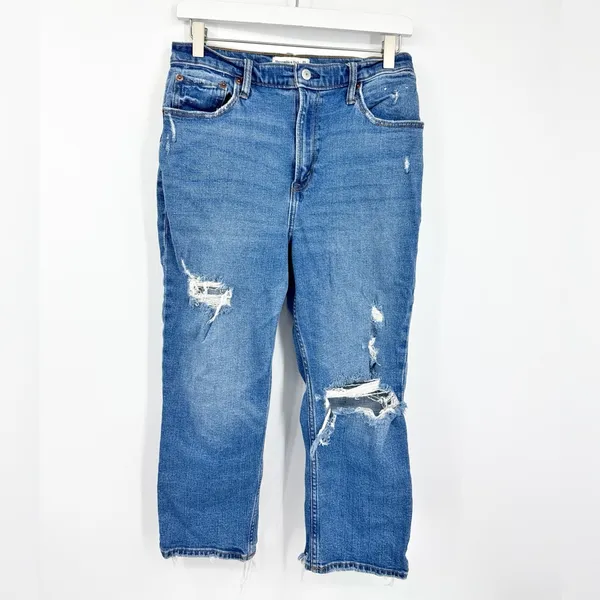 Abercrombie & Fitch Ultra High Rise Ankle Straight Jeans Curve Love Size 29 - Image 2
