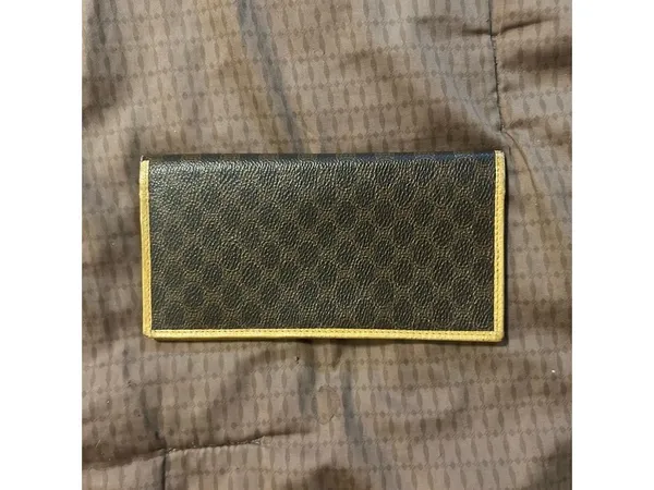 vintage Celine Macadam canvas long bifold wallet with leather trim. - Image 2