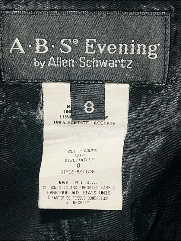 Vintage ABS Allen Swartz Floral Embroidered Chiffon Flare Dress 8 Formal Grunge - Image 15