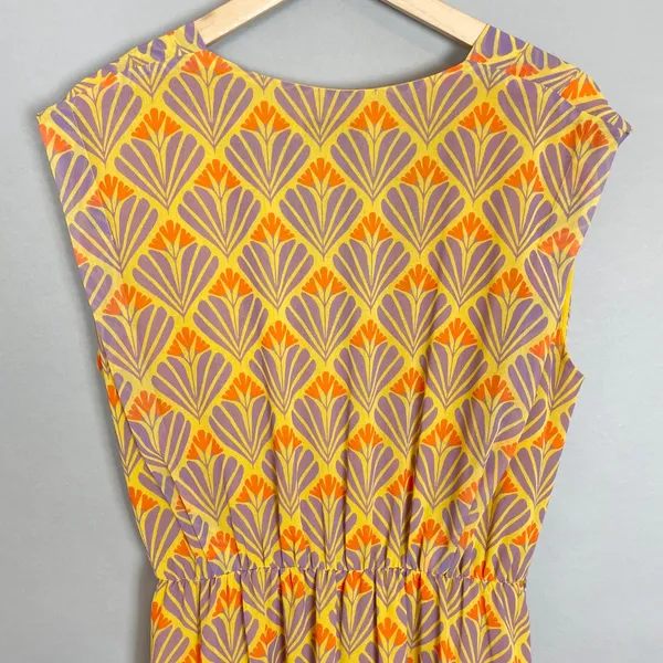 BerrIn Dress Midi Blouson Surplice‎ V-Neck NO BELT Sleeveless Size 40 Floral - Image 5