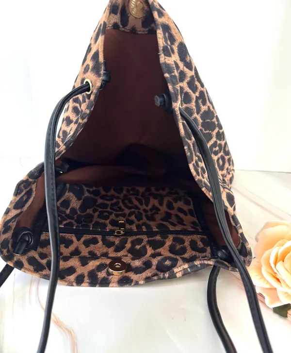 Leopard Print Handbag Brown - Image 2