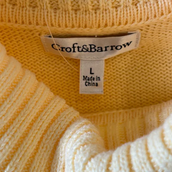 Croft & Barrow Womens Pale Yellow Turtleneck Knit Sweater NWT Size Large - Image 6