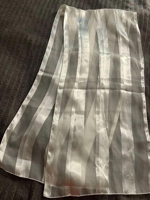 Sheer Striped Scarf White - Image 2