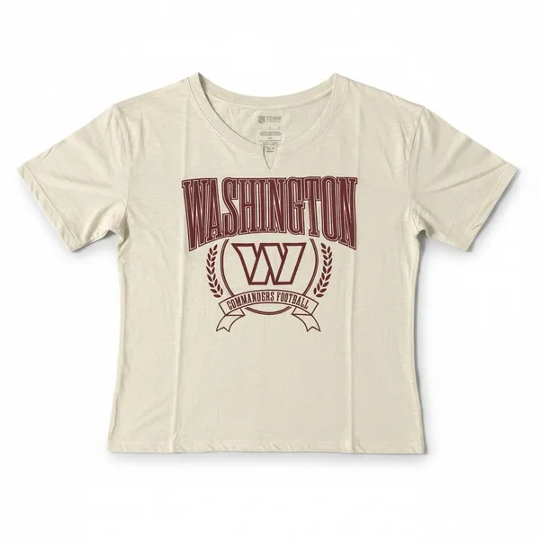 NFL Womens Graphic Tee Sz L Beige Washington Commanders Short Sleeve Football - Image 4