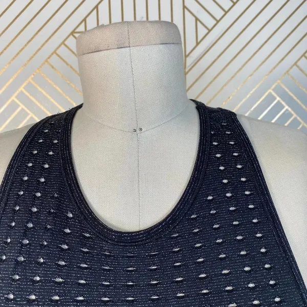 Good American Seamless Lurex Stripe Bra in Black‎ - Image 3