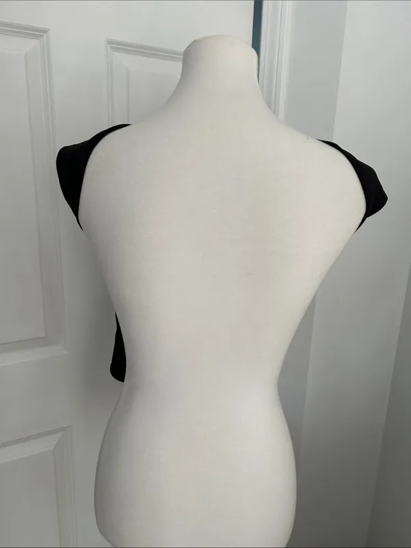 Cutest Fitted Black Sleeveless with Open Back Crop Top - Image 3