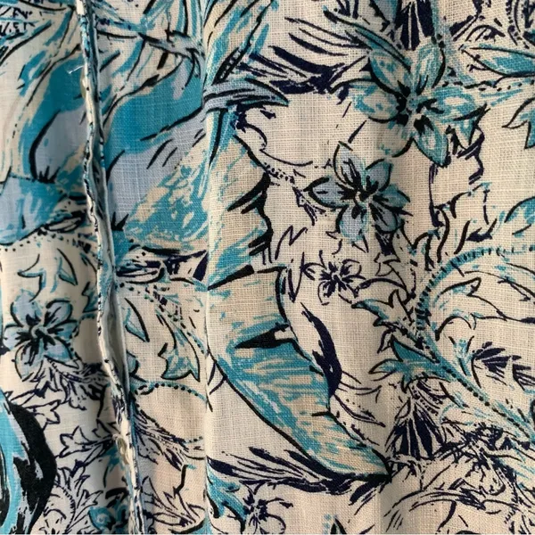 Tahari Womens 100% Linen Shirt Tropical Bird Print Button Up Coastal Resort - Image 7