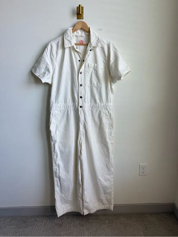 Levi’s Short Sleeve Heritage Lightweight Denim Jumpsuit White XL - Image 6