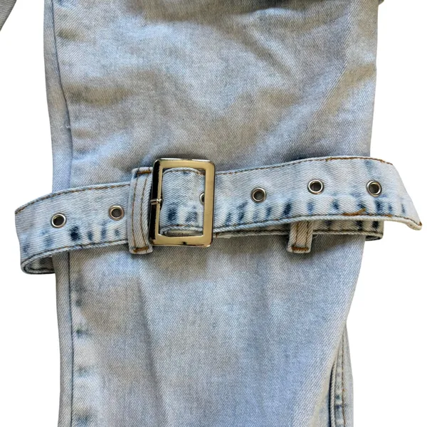 Akira Cargo Denim Flare Jeans Size 11 29 Acid‎ Wash Baddie Streetwear - Image 3