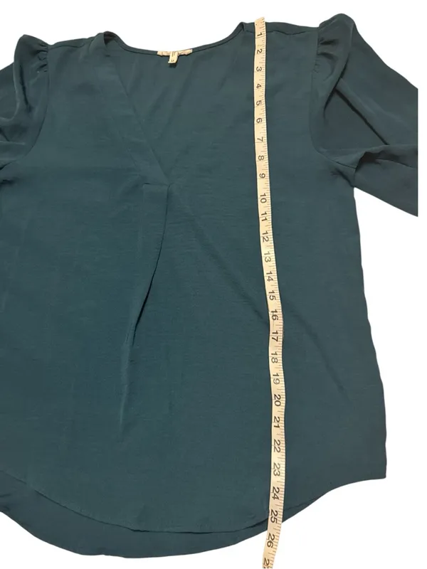 Teal V-Neck Long Sleeve Women's Blouse Sz M - Image 8