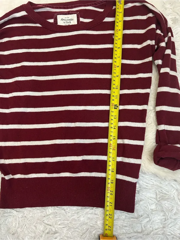 Abercrombie & Fitch Striped Crewneck burgundy Sweater Y2K vintage woman’s S - Image 10