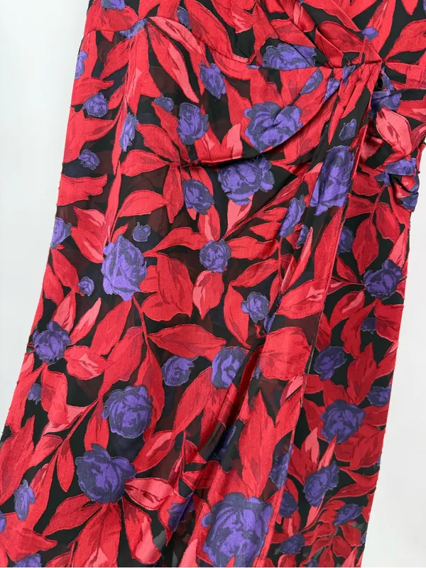 Worthington Red and Purple Floral Midi Dress - Image 3