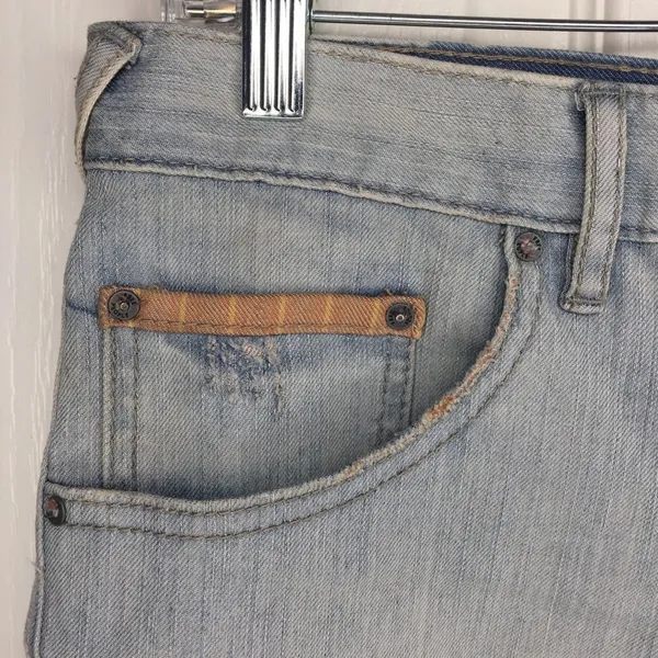 Free People Distressed Denim Shorts Light Wash - Image 5