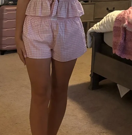 Beginning Boutique Pink Checkered Shorts - Image 2