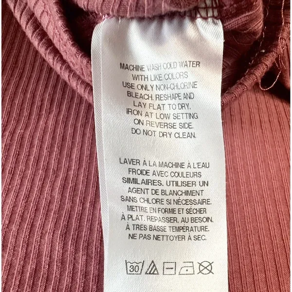 UO Nadia Rose Print Low Open Back Top M Pink Mauve Ribbed Knit ASO Bel-Air Amira - Image 12
