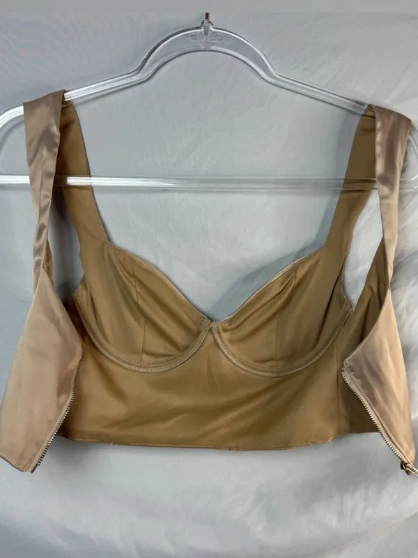 Gold Satin Bustier Corset Crop Top Y2K - Image 6
