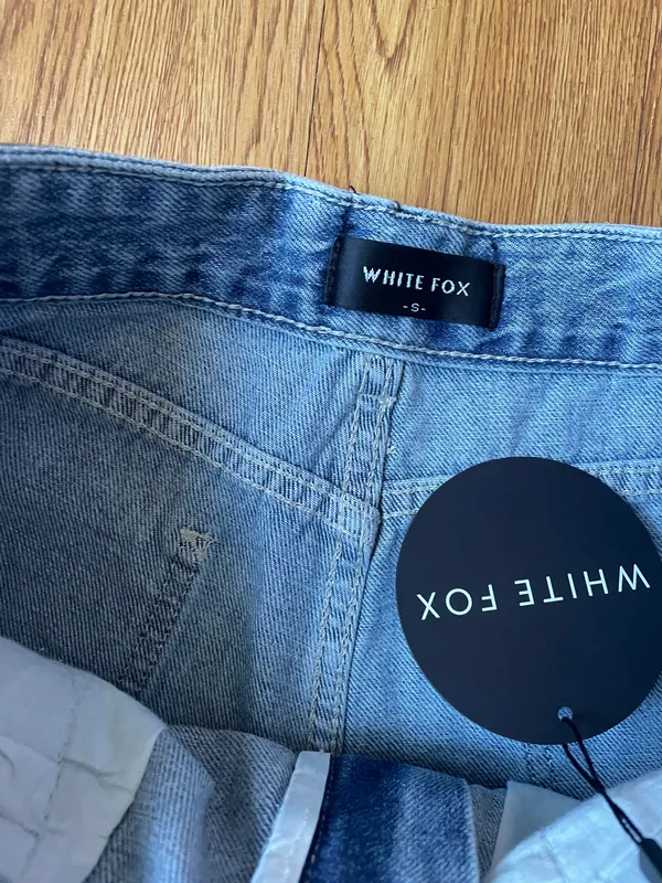 White fox bring the vibe denim shorts NWT - Image 7