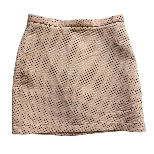 Womens Zara Trafaluc Peach Orange Black Polka Dot Stretchy Mini Skirt - Sz XS - Image 2