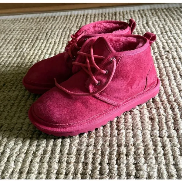 UGG Pink Neumel Boots Women’s Size 7 Shearling Lined Suede - Image 2