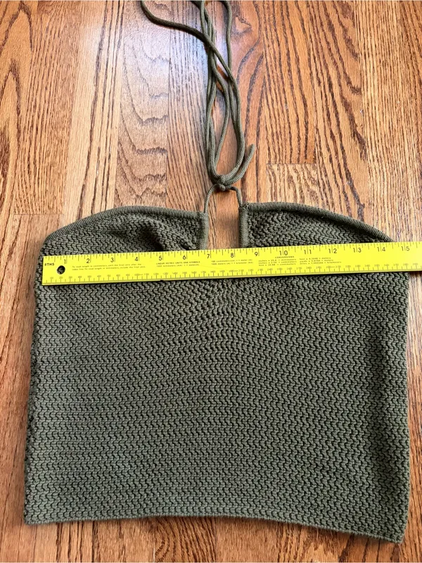 Reformation Suzanne Halter Sweater Tank Olive Oil Green Open Knit Keyhole Top L - Image 10