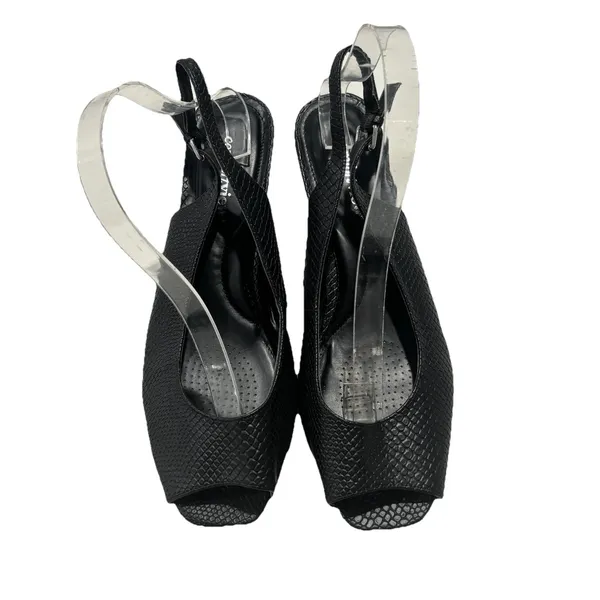 Comfortview Women’s Slingback Heels Open Toe Black Snake Embossed Size 9.5 WIDE - Image 2
