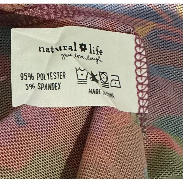 Natural Life Carina Mesh Top XL Floral Long Sleeve Ruched Button Blouse NEW‎ - Image 5