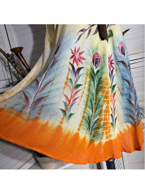 Vintage boho tunic mini dress beach cover up tropical resort cruise travel M L - Image 11