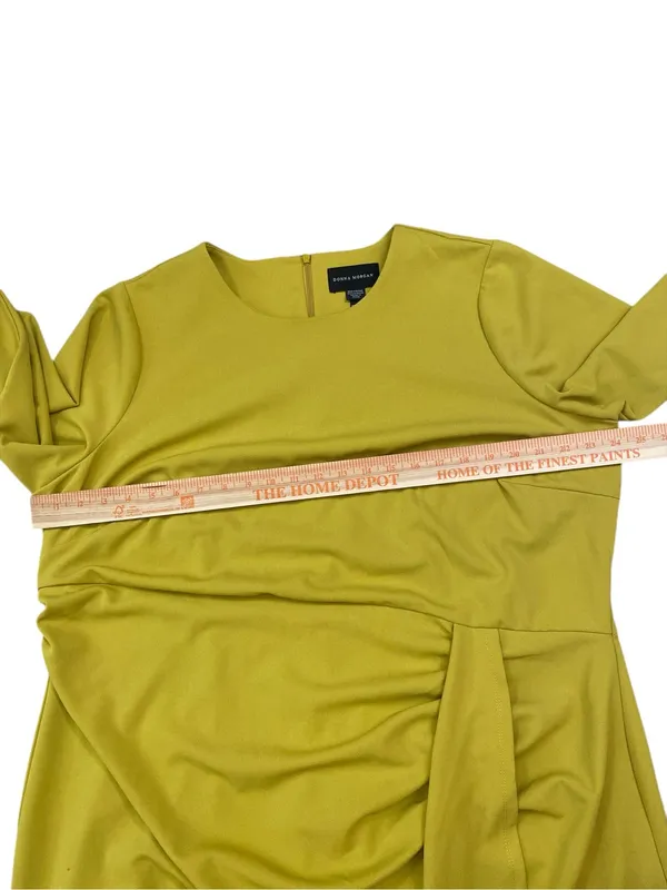 Donna Morgan Chartreuse Midi Dress with Side Drape - Image 3