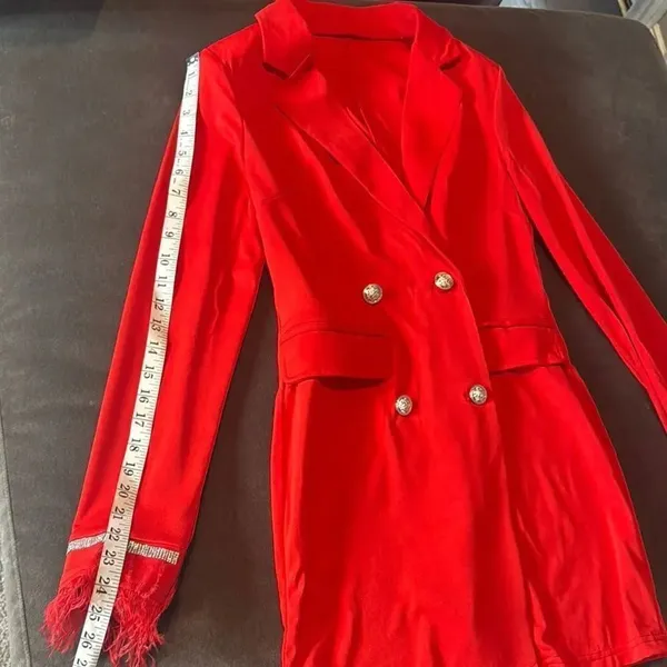 Women’s Red Double-Breasted Long Sleeve Jacket Dress **Size M Runs SMALL NWOT - Image 8