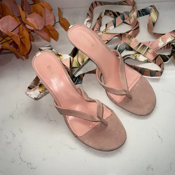 Guess Tropical Print Strappy Heels - Image 4
