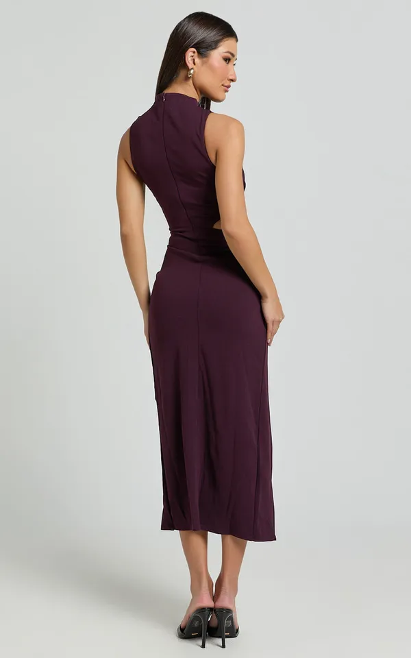 New Showpo Midi Dress Front Twist Cut Out Thigh Split Dress Size XS MSRP $99 - Image 5