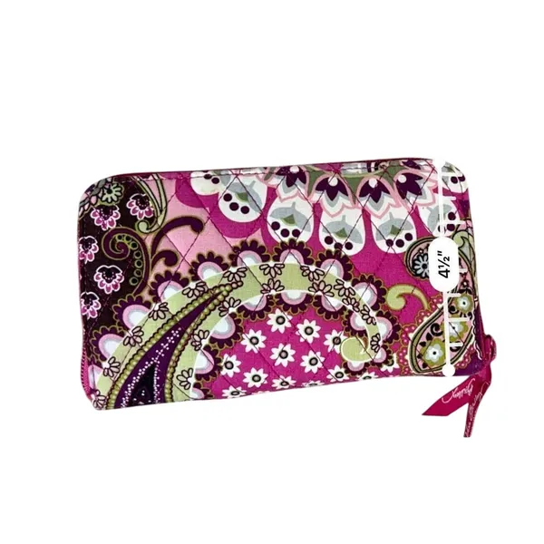 Vera Bradley 2010 "Very Berry Paisley" Hope Toile Hidden Wristlet‎ Wallet Pink - Image 6