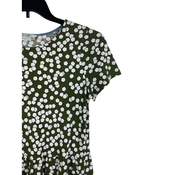 Boden Green White Floral Dress 8L Short Sleeve Fit & Flare Pockets Modal - Image 4