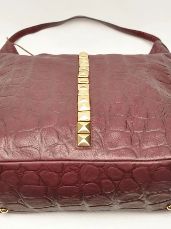 Dimoni Spain COCO Croco Leather Tote Shoulder Bag Handbag Hobo ~Bordeaux - Image 3